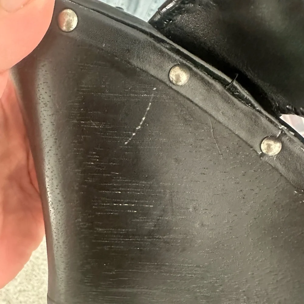 Jack Rogers Marbella Platform Wedge Size 10M Black Leather Fairygoth Shoes - Picture 6 of 6